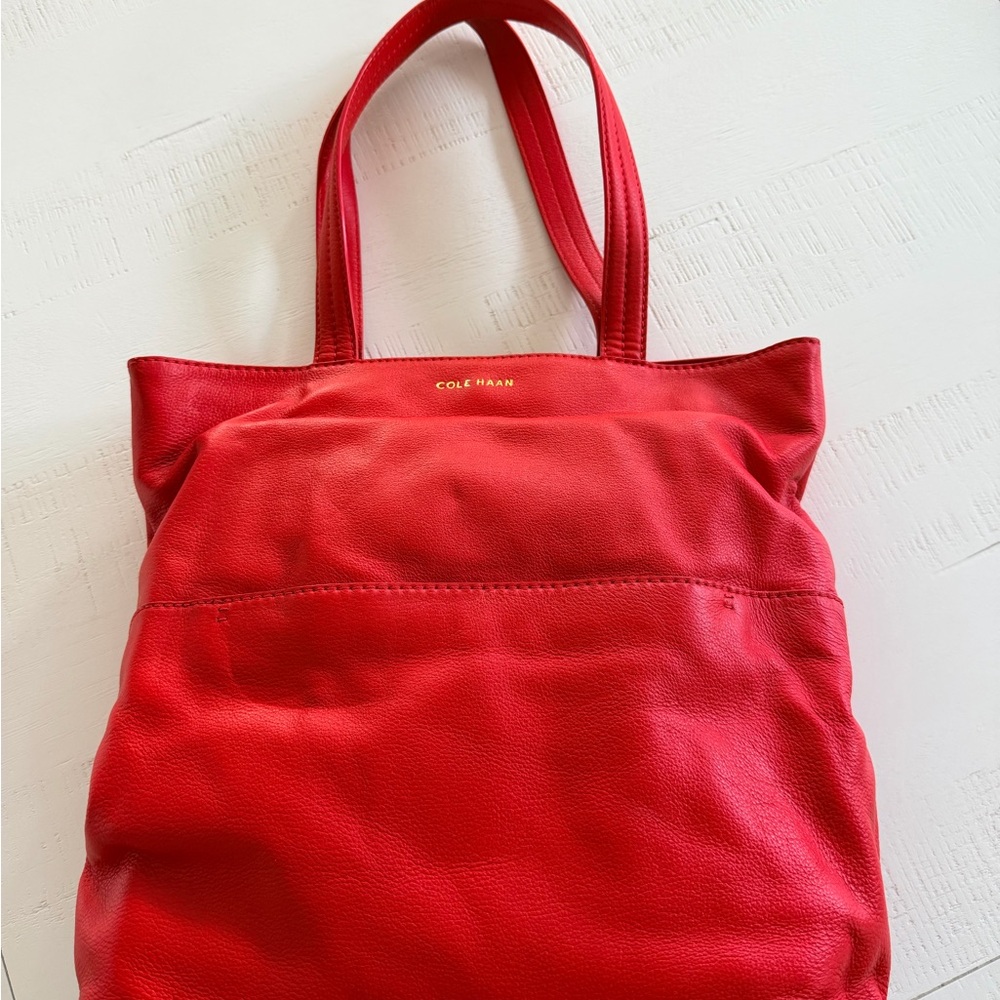Cole Haan Classic Scarlet Pebbled Leather Shopper
